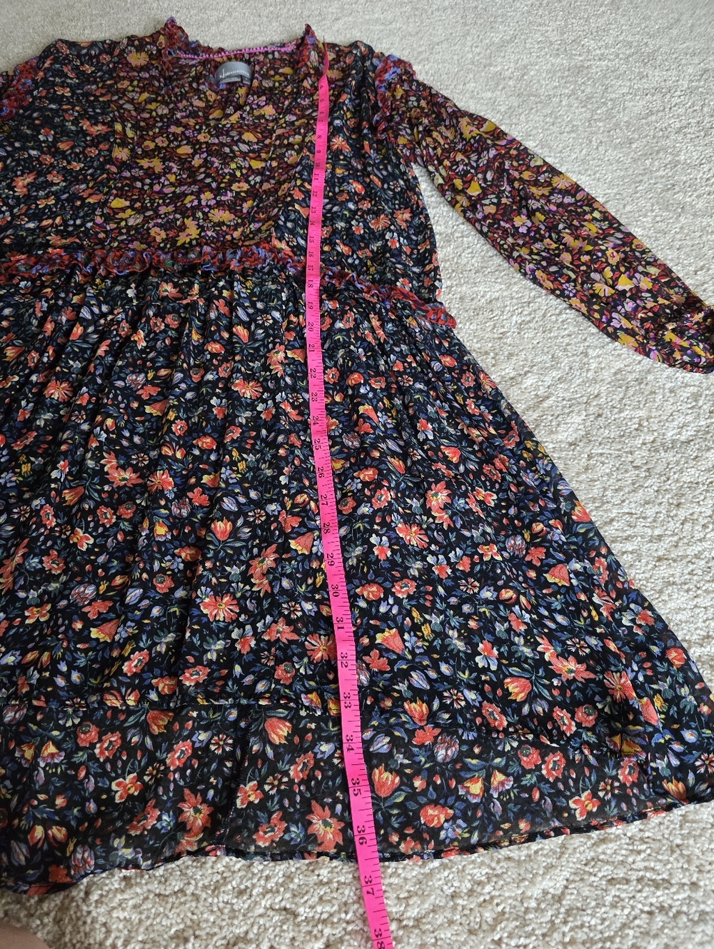 By Anthropologie Size Small Sheer Floral Ruffle Dress - Picture 9 of 13